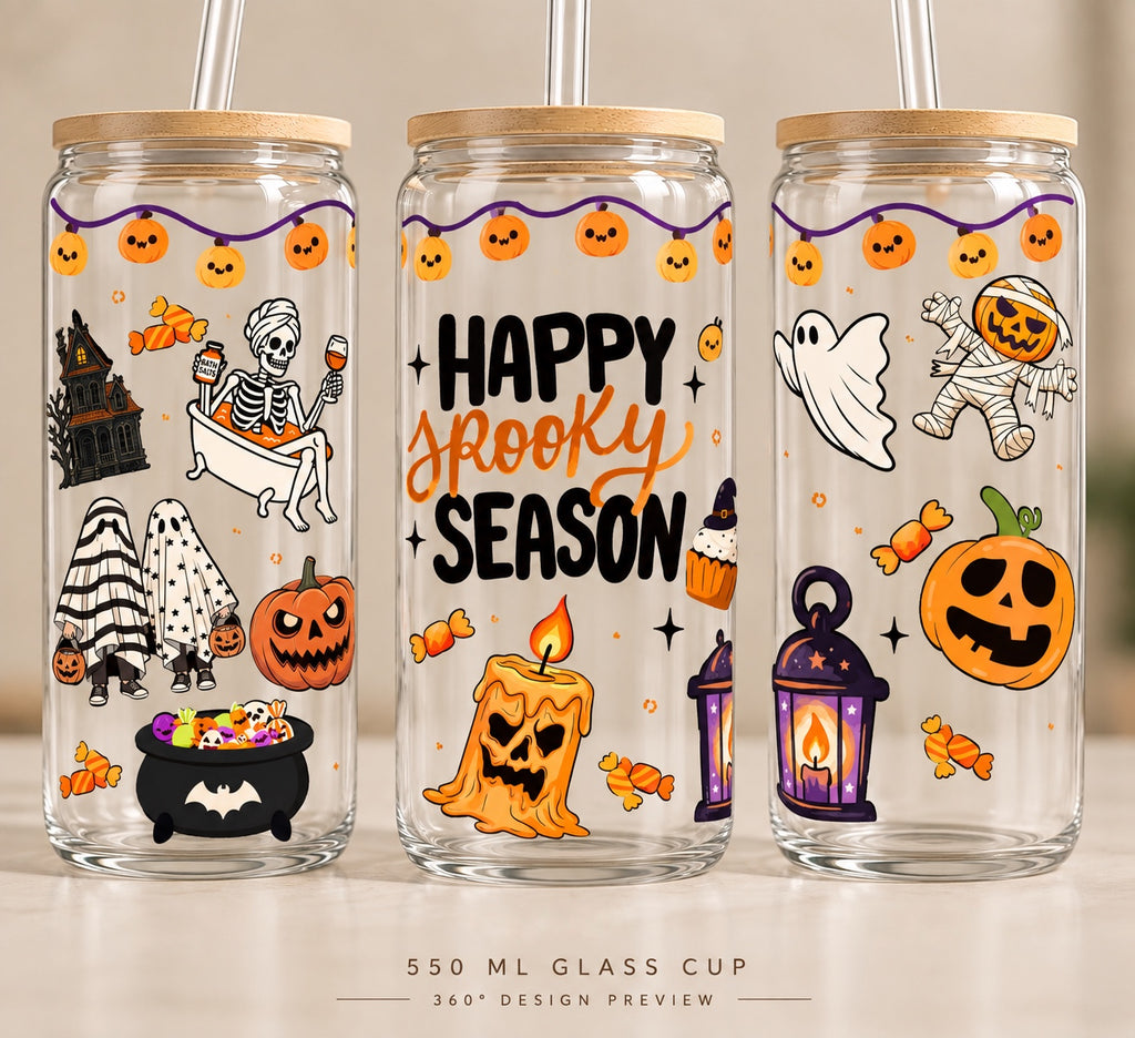 Spooky Seasons Iced Coffee Glass Cup