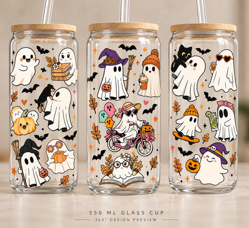 Halloween Ghosts Glass Cup