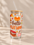 Hello Autumn Iced Coffee Glass Cup