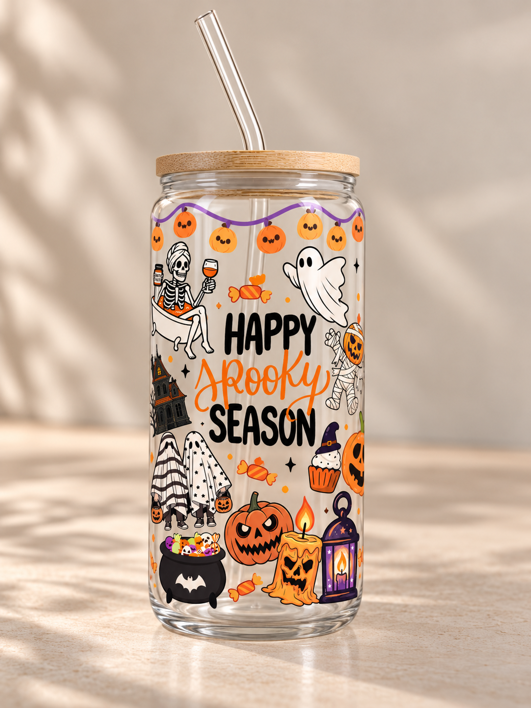 Spooky Seasons Iced Coffee Glass Cup