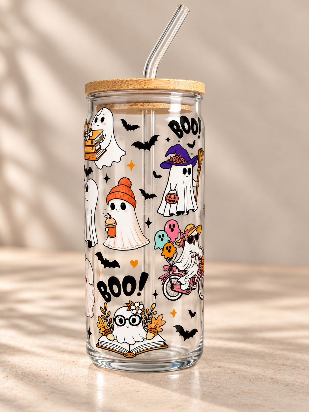 Halloween Ghosts Glass Cup
